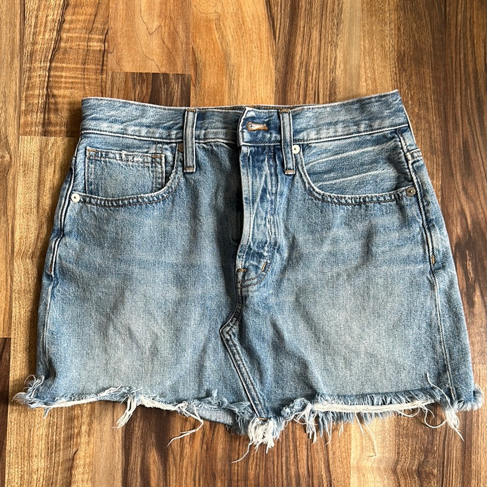 Madewell Denim Mini Skirt with Frayed Hem Size 25